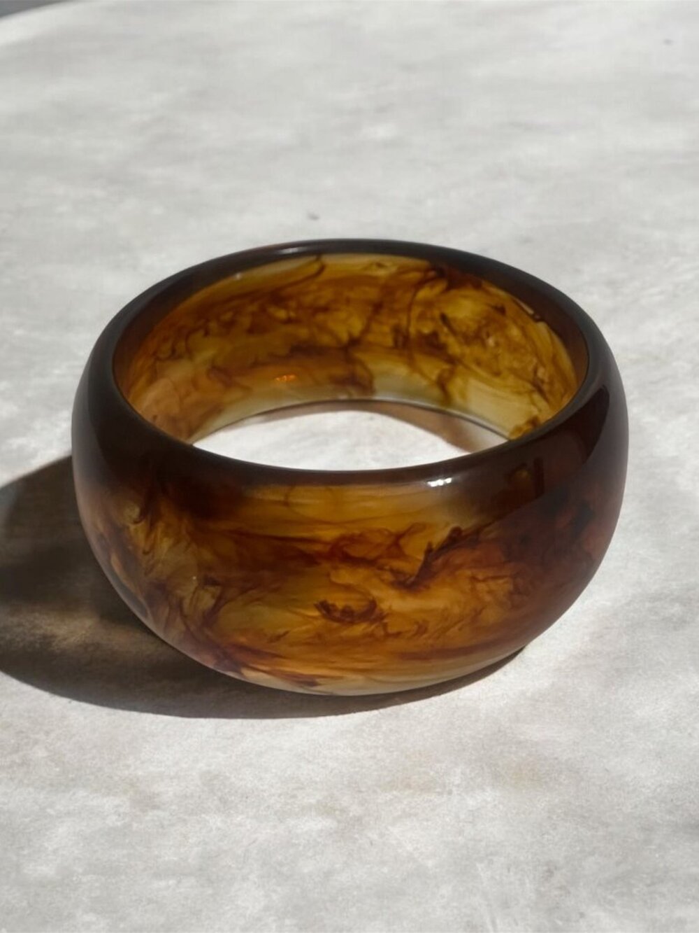Marbled Brown Resin Bangle Bracelet